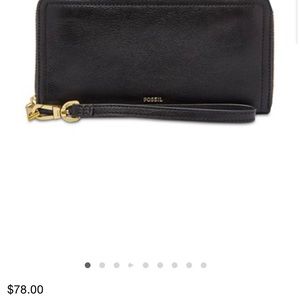 Black and Gold Fossil Wristlet Wallet